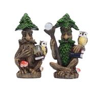 Nemesis Now Ancient Scholars - Statuette a forma di albero con gufi, set da | Studiosi dello spirito dell'albero del bosco dipinti a mano con compagni di gufo