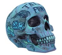 Nemesis Now Aqua Blue Traditional, Tribal Tattoo Fund Skull, Polyresin, One Size