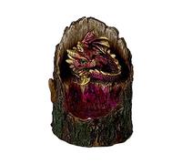 Nemesis Now Arboreal Hatchling Red Dragon nel Tronco d'albero Che Si Illumina, Resina, Verde, 10.8cm