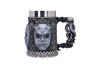 Nemesis Now B5604T1, Collectable Tankard Harry Potter Death Eater Mask Voldemort-Boccale da Collezione, Resina, Nero Argento, 15.5 cm