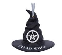 Nemesis Now Bad A ** Cappello da strega appeso ornamento 9 cm, resina, nero, cappello da strega, decorazione da appendere per Halloween, in resina di alta qualità, sapientemente dipinto a mano
