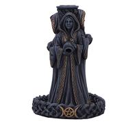 Nemesis Now Bruciatore di incenso a flusso inverso, con tripla luna dea, 15,5 cm, in resina, brucia incenso con scritta "Mother Maiden Crone", decorazione pagana a tripla luna, in resina di alta