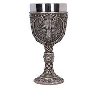 Nemesis Now Calice Wild Thirst 20 cm, resina, bronzo, bronzo lupo calice, gambo con dettagli nodi, regalo lupo, inserto rimovibile in acciaio inossidabile, fuso in resina finissima, sapientemente