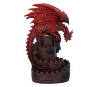 Nemesis Now Bruciatore di incenso a riflusso Crimson Keep 22 cm, resina, drago rosso su scala a spirale, bruciatore di incenso per coni di incenso, decorazione per la casa fantasy, colata in resina di