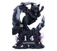 Nemesis Now Cult Cuties - Calendario perpetuo Malpuss, in resina, dipinto a mano, stile gotico, con blocchi di legno, 16 cm