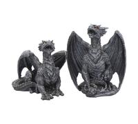 Nemesis Now Dark Fury Set of 2 10cm Dragon Figurines, Black, One Size