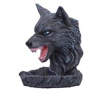 Nemesis Now Dark Wolf - Bruciatore di incenso a riflusso, 11,5 cm, in resina, con lupo nero, decorazione gotica per la casa, in resina di alta qualità, sapientemente dipinto a mano