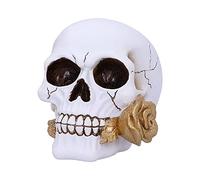 Nemesis Now Ornamento Floreale del Teschio di Rosa Dorata, Bianco, 17.5cm