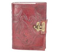 Nemesis Now Double Dragon Leather Journal With Lock 20cm Brown