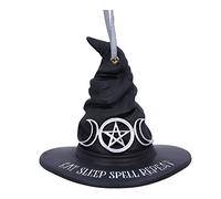 Nemesis Now Eat Sleep Spell Repeat - Ornamento da appendere a forma di cappello da strega, 9 cm, in resina, nero, da appendere al cappello da strega, fuso in resina di alta qualità, sapientemente