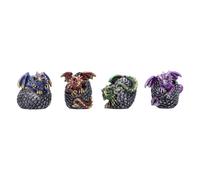 Nemesis Now Eggling Hoard 5cm, Resin, Silver, Dragon Figure, Silver Dragon Ornam