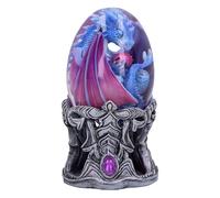 Nemesis Now Elemental Dragonlings - Statuetta a forma di uovo di drago in vetro, argento, viola, blu, in resina, colata nella migliore resina, sapientemente dipinta a mano