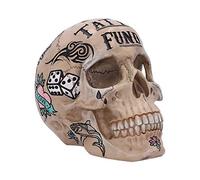 NEMESIS NOW Natural Bone Coloured Traditional, Tribal Tattoo Fund Skull Teschio Tatuaggi, Colore: Osso, Resina, One Size