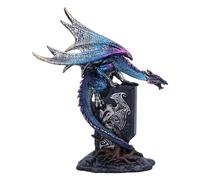 Nemesis Now Draconic Sigil 17.5cm, Resin, Blue, Blue Dragon on Gravestone Figure