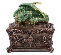 Nemesis Now Guardian of the Hoard Dragon on Box 13cm, Resin, Bronze, Cast in the