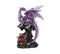Nemesis Now Hatchling Protection Dragon And Dragonling Parental Figurine Statuetta Drago della Protezione dei Cuccioli, Resina, Viola, 15.2cm