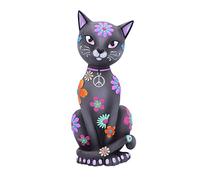Nemesis Now Hippy Kitty 26 cm, Statuetta Gattino Nero in Resina, Regalo Spirituale, Dipinta a Mano