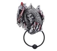 Nemesis Now Iron Maiden Killers Battente per porta, 21,5 cm, resina, argento, licenza ufficiale Iron Maiden Merch, Eddie, anello in metallo ponderato, fuso in resina di alta qualità, sapientemente