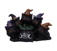 Nemesis Now Kindle's Potion Cat & Cauldron LED 18.8cm, Resin, Cast in the Finest
