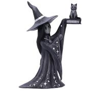Nemesis Now Little Souls Shimmer - Statuetta a forma di strega, 12,5 cm | Strega e gatto, decorazione da collezione di fantasia gotica dipinta a mano