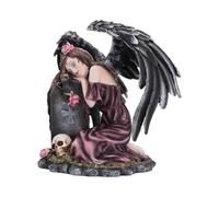 Nemesis Now Lost Love - Angelo in lutto in stile gotico, statuetta in resina con ali piumate nere, decorazione fantasy e gotica