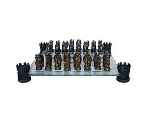NEMESIS NOW LTD Kingdom of The Dragon - Set di scacchi con angoli decorati con torri, 43 cm