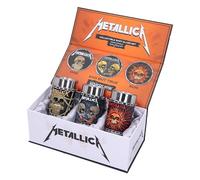 Nemesis Now Metallica Pushead Art - Set di 3 bicchierini da liquore, in resina, con licenza ufficiale Metallica, inserti in acciaio inox rimovibili, confezione regalo di alta qualità, in resina di