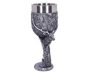 Nemesis Now Monarch of The Glen - Calice da vino con testa di cervo, argento