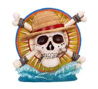 Nemesis Now One Piece - Lampada LED Luffy Jolly Roger, con licenza ufficiale, dipinta a mano, cappello di paglia con cappello di paglia e pirati in resina, con mappa di retromarcia, 20,2 cm