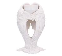 Nemesis Now Portacandela a forma di ali d'angelo, 17 cm, in resina, bianco, con scultura di ali d'angelo, decorazione per la casa, regalo di angelo, realizzato in resina di alta qualità, sapientemente