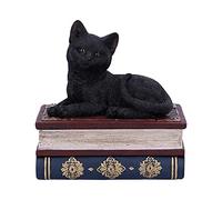 Nemesis Now Salems Spells Witches Familiar Black Cat e Libro degli incantesimi, Resina, Nero, 11,7 cm