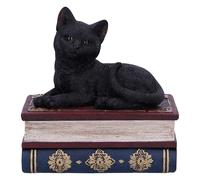 Nemesis Now Salems Spells Witches Familiar Black Cat e Libro degli incantesimi, Resina, Nero, 11,7 cm