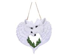 Nemesis Now Scultura da appendere con neve innamorata, 20 cm, resina, bianca, decorazione da parete con lupo, decorazione da parete con lupo, idea regalo, realizzata in resina di alta qualità,