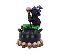 Nemesis Now Spook Witches Familiar Black Cat and Bubbling Cauldron Figurine,12cm