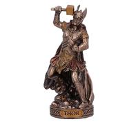 Nemesis Now Statua di dio in bronzo con mitologia norrena, altezza 8,5 cm, realizzata in resina di alta qualità, sapientemente dipinta a mano, dio Thor del tuono e del fulmine