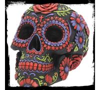 Nemesis Now, Statuetta a Forma di Teschio del Dìa de Muertos, 18 cm, in Resina, Taglia Unica, Colore: Nero