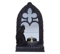 Nemesis Now Statuetta a specchio magico da 21 cm, in resina, nero, gatto nero e lumini tealight, alimentato a batteria (batterie non incluse), fusa nella migliore resina, sapientemente dipinta a mano