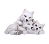 Nemesis Now Statuetta di cucciolo di lupo addormentato, 14 cm, resina, bianca, tre lupi piccoli, ornamento trio di lupi bianchi, regalo da collezione, fuso in resina di alta qualità, sapientemente