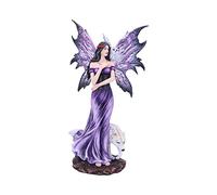 Nemesis Now Statuetta di lupo e gufo viola ametista, in poliresina, 39,5 cm