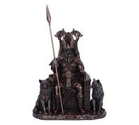Nemesis Now Statuetta in Bronzo Odino con Tutti i Lupi e Il Trono, 22 cm