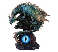 Nemesis Now Statuina del veggente della foresta, 16 cm, resina, blu/verde, drago sull'albero, ornamento turchese a forma di drago, regalo da collezione, fuso in resina di alta qualità, sapientemente