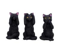 Nemesis Now, Statuine con tre felini saggi, 8,5 cm, colore: nero, U4802P9