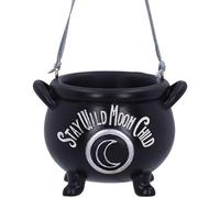 Nemesis Now Stay Wild - Ornamento da appendere a forma di luna, 6,1 cm, in resina, colore nero, esclusivo calderone da stregoneria, decorazione per Halloween e Natale, fusa nella migliore resina
