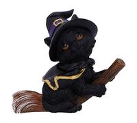 Nemesis Now Tabitha-Statuetta di Gatto Nero con Manico di Scopa, Resina, 11 cm, 7 unità