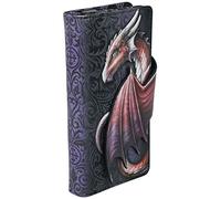 Nemesis Now Take Flight - Portafoglio spazioso in rilievo con drago dorato, 18,5 cm, in pelle PU, viola/nero, intricati disegni barocchi, borsa con apertura ad ala, scomparti multipli per carte e