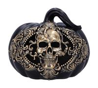 Nemesis Now Teschio di zucca barocca da 16,7 cm, resina, zucca nera e teschio dorato, decorazione per Halloween, design barocco, riutilizzabile, fuso in resina di alta qualità, sapientemente dipinto a
