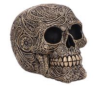 Nemesis Now Teschio Paisley 11,5 cm, resina, nero e oro, motivo cachemire, decor