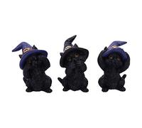 Nemesis Now Statuetta di Gatto Nero con Scritta Three Wise Familiars See Hear Speak No Evil, Resina, 9.2cm