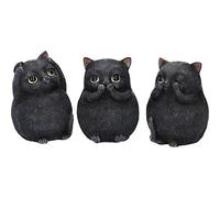 Nemesis Now Three Wise Fat Cats - Statuetta in resina, 8,5 cm, colore: nero
