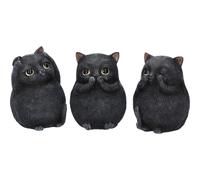 Nemesis Now Three Wise Fat Cats - Statuetta in resina, 8,5 cm, colore: nero Gatt
